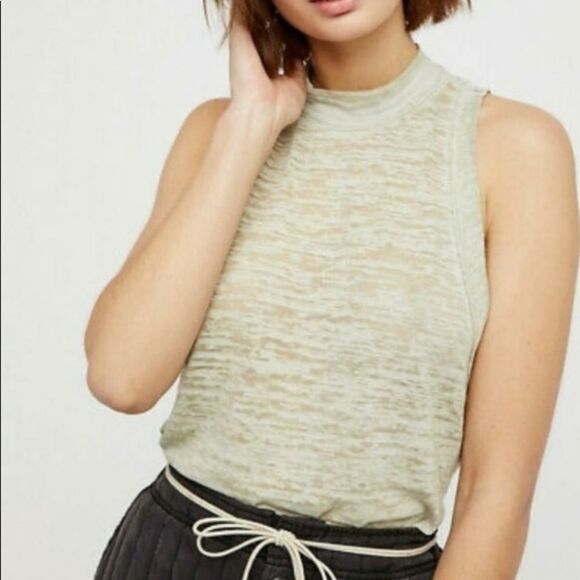Free People Brisbane Green Tank Top - Picture 1 of 3